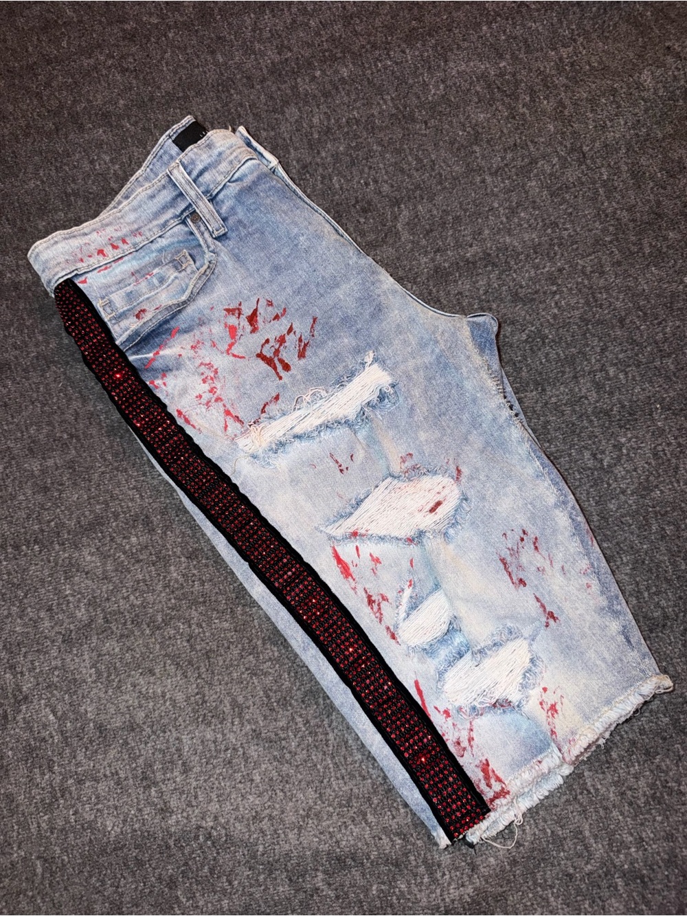 Distressed Light Wash Denim JShorts
